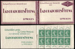 CARNETS (N° Yvert) - 188-C2a   Semeuse Chiffres Maigres, 10c. Vert, N°188, PHENA, Variété PEPUBLIQUE En Case 5, TB - Autres & Non Classés