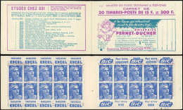 CARNETS (N° Yvert) - 886-C11   Gandon, 15f. Bleu, N°886a, T I, S. 10, PERNET-DUCHET, TB - Sonstige & Ohne Zuordnung