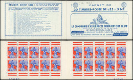 CARNETS (N° Yvert) - 1234-C2    Marianne à La Nef, 0,25 Bleu Et Rouge, N°1234a, T I, S. 2-60, ASSURANCES VIE, N° Et Date - Other & Unclassified