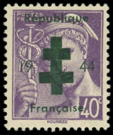 ** LA  LIBERATION - PROVINS 66 : 40c. Violet, Surcharge Verte, TB, Signé Mayer - Liberazione