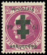 ** LA  LIBERATION - PROVINS 10 : 20c. Violet, Surch. Verte, TB - Liberazione