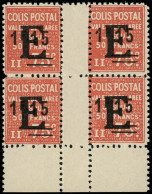 ** COLIS POSTAUX  (N° Et Cote Maury) - 155D  1f15 Sur 75c. Rouge Surch. E, BLOC De 4 Interp. Et Bdf, RR, TB, Yvert N°186 - Mint/Hinged