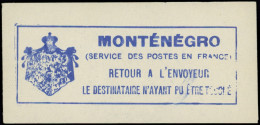 ** Spécialités Diverses - POSTES DU MONTENEGRO EN FRANCE TIMBRES DE RETOUR 3: Bleu Sur Blanc, TB - War Stamps