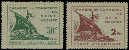 (*) Spécialités Diverses - GUERRE SAINT NAZAIRE 8/9 : 50c. Et 2f., TB - Guerre (timbres De)