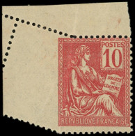 * VARIETES - 116   Mouchon, 10c. Rouge, Cdf, Piquage OBLIQUE, TB - Neufs