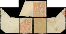 ** VARIETES - 117   Mouchon, 15c. Orange, Impression PARTIELLE Par Pliage, Bdf, TTB - Unused Stamps