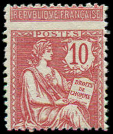 * VARIETES - 124   Mouchon Retouché, 10c. Rose, PIQUAGE à CHEVAL, République Française En Haut, TB - Unused Stamps