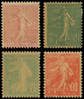 ** VARIETES - 129, 130, 137/38 Semeuse Lignée, Impression RECTO-VERSO, TB - Unused Stamps