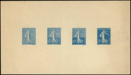 VARIETES - 129   Semeuse Lignée, 10c. Bleu, épreuve Collective De 4 Valeurs, Dont 25c. Fond Plein, TB - Used Stamps