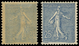 * VARIETES - 132d  Semeuse Lignée, 25c. Bleu, Impression RECTO-VERSO, TB - Unused Stamps