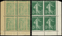 ** VARIETES - 137   Semeuse Camée,  5c. Vert Foncé, BLOC De 4 Avec Impression RECTO VERSO DOUBLE Et En Croix, TTB - Unused Stamps