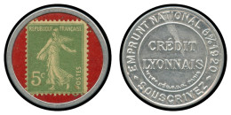 VARIETES - 137   Semeuse Camée,  5c. Vert Sur Rouge, Timbre-Monnaie LYONNAIS, TB - Used Stamps