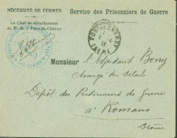 Guerre 14 Prisonnier Allemand FM Cachet Détachement De Prisonniers De Guerre De Pont De Chéruy Isère CAD 7 4 17 - Guerre De 1914-18