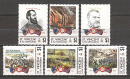 St Vincent 2011 - MNH Set (4) 150TH ANNIV.  USA CIVIL WAR - BATTLES OF CHICKAMAUGU & BATON ROUGE - Indépendance USA