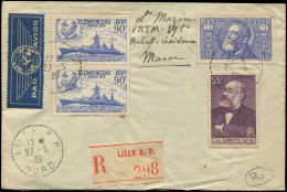 Let LETTRES DU XXe SIECLE - N°319 + 379 + 425 Paire Obl. LILLE 27/5/39 S. Env. Rec. Par Avion, TB - Storia Postale