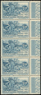 ** Grandes Séries Coloniales 1931 : Exposition Coloniale, 1f50 Bleu, BANDE Verticale De 5 Avec Impression S. RACCORD Sur - Non Classés