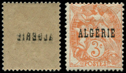 ** ALGERIE 4 : 3c. Orange, Type Blanc, Surcharge ALGERIE Au Verso, TB - Autres & Non Classés