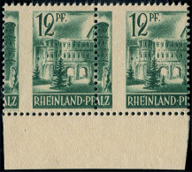 ** ALLEMAGNE Z.O.F. RHENANIE 4 : 12pf., PAIRE Bdf, Piquage A CHEVAL, TB - Other & Unclassified