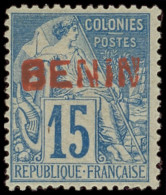 * BENIN 6B : 15c. Bleu, Surcharge Rouge, T II, TB. Br - Altri & Non Classificati