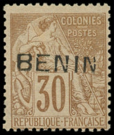 * BENIN 9 : 30c. Brun, Surch. T III, Frais Et TB, Cote Maury - Autres & Non Classés