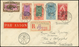 Let CONGO 95, 100, 102, 104 Et 105 Obl. BRAZZAVILLE 30/3/38 S. Env. Rec. Par Avion, Arr. CONAKRY, TB - Autres & Non Classés