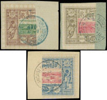 COTE DES SOMALIS 10c, 13c, 15c : MOITIES De Timbres Obl. Sur Fragments, TB - Altri & Non Classificati