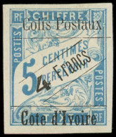 * COTE D'IVOIRE Colis Postaux 16 : 4f. Sur 5c. Bleu, TB - Autres & Non Classés