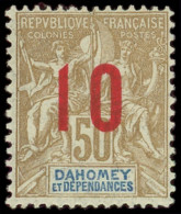 * DAHOMEY 40A : 10 Sur 50c. Bistre Et Bleu, Surcharge ESPACEE, TB - Autres & Non Classés