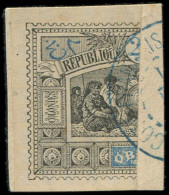 DAHOMEY 54a : 1/2 Timbre De 25c. Noir Et Bleu, Obl. Sur Fragt., TB - Other & Unclassified