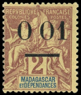 * MADAGASCAR 56d : 0 01 Sur 2c. Brun-lilas Sur Paille, SANS La Virgule, TB - Autres & Non Classés