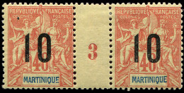 * MARTINIQUE 78 : 10 Sur 40c. Orange, PAIRE Mill.3, TB - Other & Unclassified