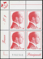 ** MONACO 2562a : Albert II, Sans Valeur Rouge, BLOC De 4 Cdf N°1182368, RR, TB - Unused Stamps