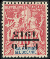 * OCEANIE 38a : 10c. Rouge, Surcharge EFO 1915 RENVERSEE, TB - Autres & Non Classés