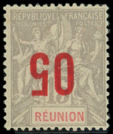 * REUNION 73a : 05 Sur 15c. Gris, Surcharge RENVERSEE, TB - Autres & Non Classés