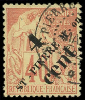 SAINT PIERRE ET MIQUELON 44 : 4c. Sur 40c. Orange, Oblitéré, TB - Used Stamps