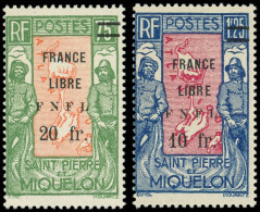 ** SAINT PIERRE ET MIQUELON 289/90 : 10f. Sur 1f25 Et 20f. S. 75c., FRANCE LIBRE F.N.F.L., TB. C - Unused Stamps