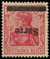 (*) SARRE 6a : 10p. Rose, Surch. RENVERSEE, TB. C - Neufs