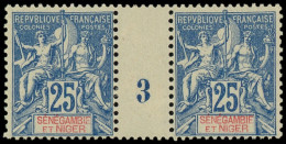 * SENEGAMBIE ET NIGER 8 : 25c. Bleu, PAIRE Mill.3, TB - Autres & Non Classés