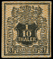 (*) ALLEMAGNE (ANCIENS ETATS) HANOVRE 13 : 1/10t. Noir, Burelage Orange, TB - Hanovre