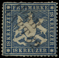 ALLEMAGNE (ANCIENS ETATS) WURTEMBERG 20 : 18k. Bleu, Obl., Dentelure Défse, B - Autres & Non Classés