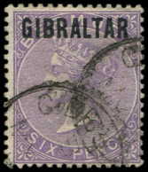 GIBRALTAR 6 : 6p. Violet, Obl., TB - Gibilterra