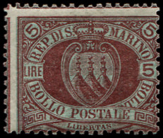 * SAINT MARIN 22 : 5l. Carmin Sur Vert-bleu, TB - Unused Stamps