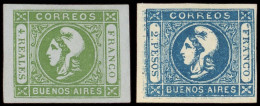 (*) ARGENTINE 9/10 : 4r. Vert Sur Azuré Et 1p. Bleu, TB. C - Autres & Non Classés