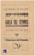 Gala Du Tennis Feuillet Publicité 1938 Casino De Saint-Gervais Les Bains Sporting Club Concours Sports C3-1 - Publicidad