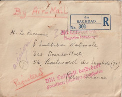 IRAQ - 1930 - ENVELOPPE Par AVION LUFTPOST NÜRNBERG + FRANKFURT ! RECOMMANDEE De BAGHDAD => PARIS - Correo Aéreo & Zeppelin