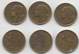 + FRANCE   + 10  FRANCS 1955 + 1957 + 1958 - 10 Francs