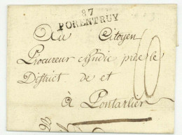 87 PORENTRUY Pour Pontarlier Porrentruy Suisse LSC - 1792-1815: Veroverde Departementen