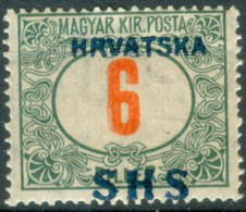 Kingdom SHS 1918 Postage Due Stamp 6 Fil. FAKE Overprint, Signed - Ungebraucht