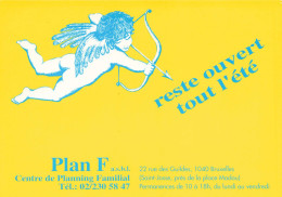 PUBLICITE - Plan F - Reste Ouvert Tout L'été - Centre De Planning Familial - Carte Postale Ancienne - Publicité