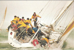 CPM - COURSE AUTOUR DU MONDE A LA VOILE 1989 - 1990 - VOILIER LA POSTE - CACHET PREMIER JOUR AU DOS - Sailing